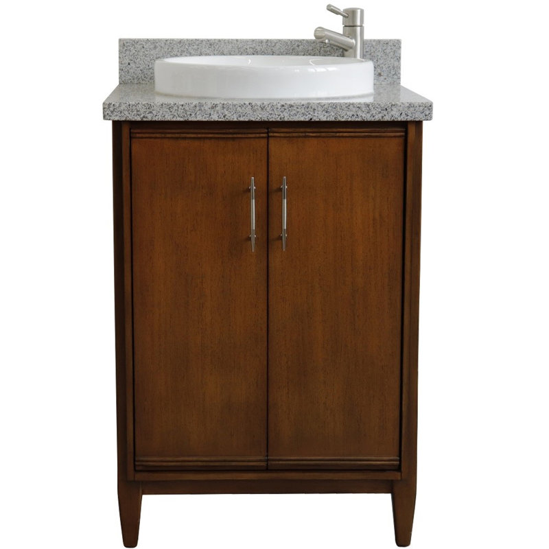 25'' Single Bathroom Vanity with Top, Gray Granite