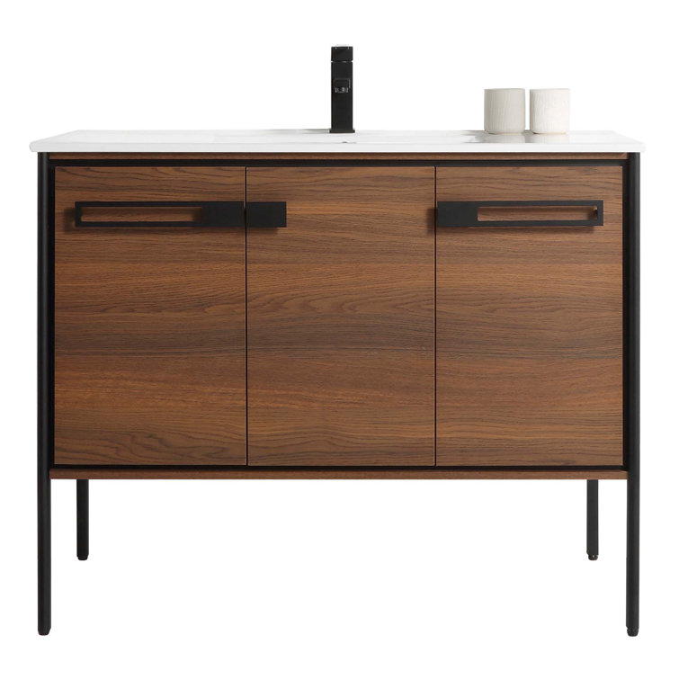 Fine Fixtures Oakville 42 In. W X 18 In. D X 33 In. H Bathroom Vanity In Onix Grey With White Ceramic Sink - Chrome Hardware