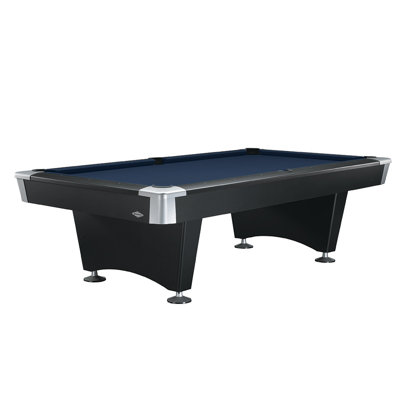 Table de billard Brunswick Boca - Finition noire moderne avec construction durable et viseurs de rail en métal, feutre bleu Regatta