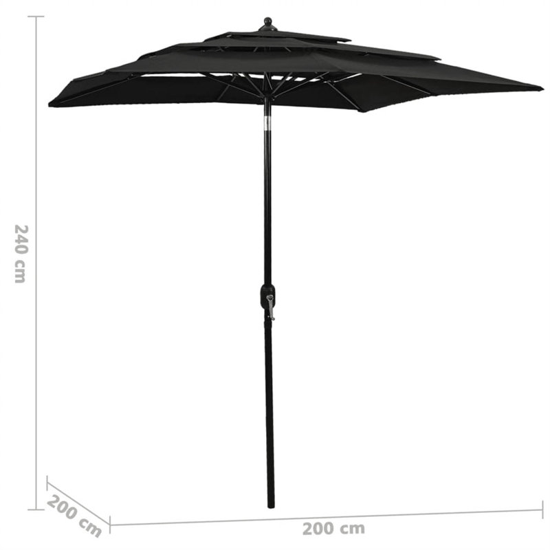 Juelz 200cm Market Parasol, Black