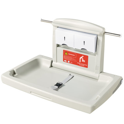 Table à langer murale, table à langer horizontale pliable avec sangles de sécurité et tringles de suspension, utilisation dans les salles de bain commerciales, garderies pour nouveau-nés et nourrissons
