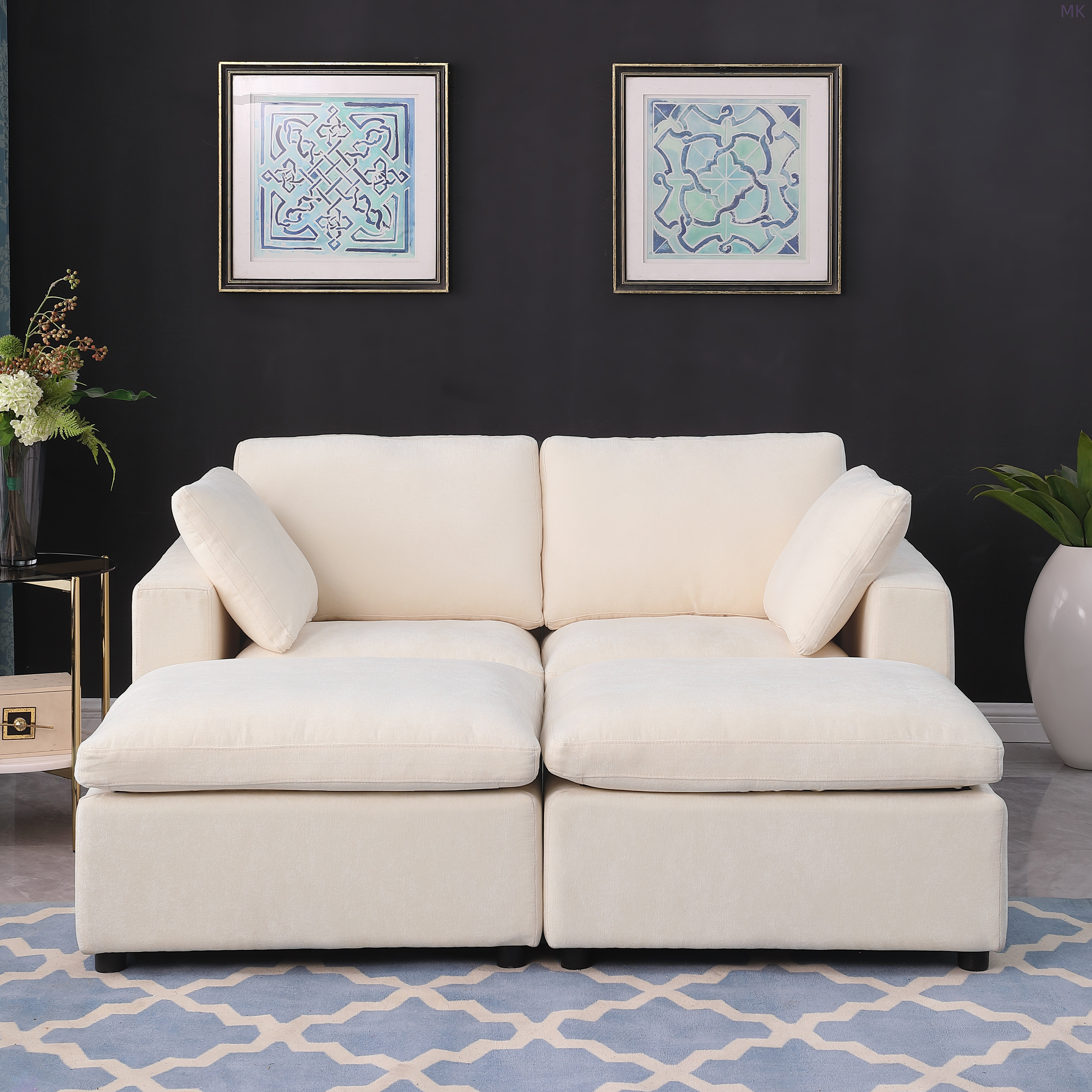 Latitude Run® Loveseat Sofa With 2 Ottoman Modular Sofa Sleeper Couch ...