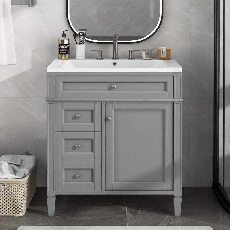 30'' Single Bathroom Vanity Base Only in Grey