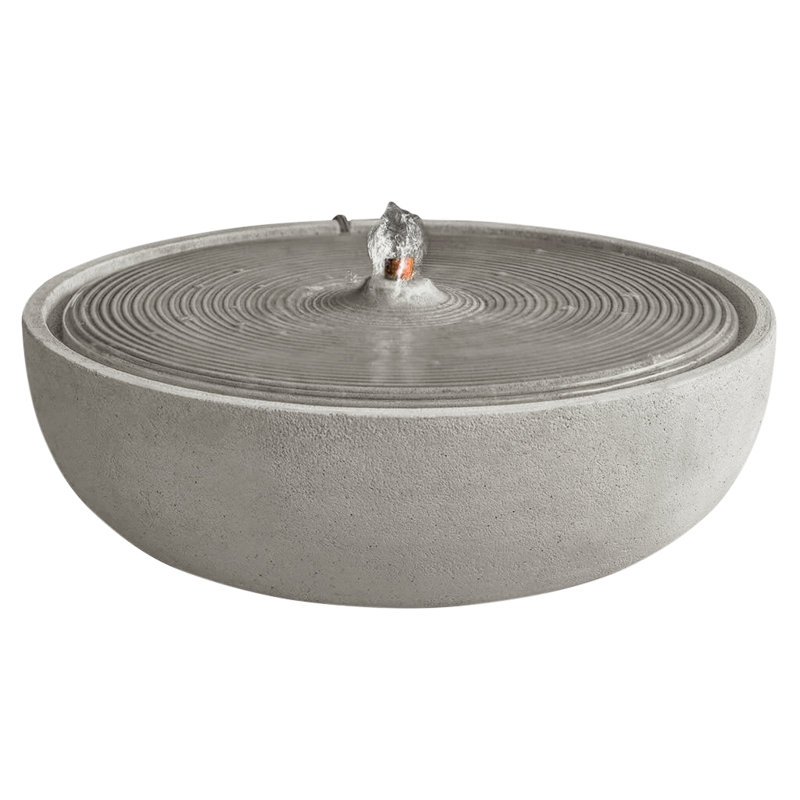 Fontaine ondulée en béton, H 5,5 po x l 14,25 po x P 14,25 po, Naturel