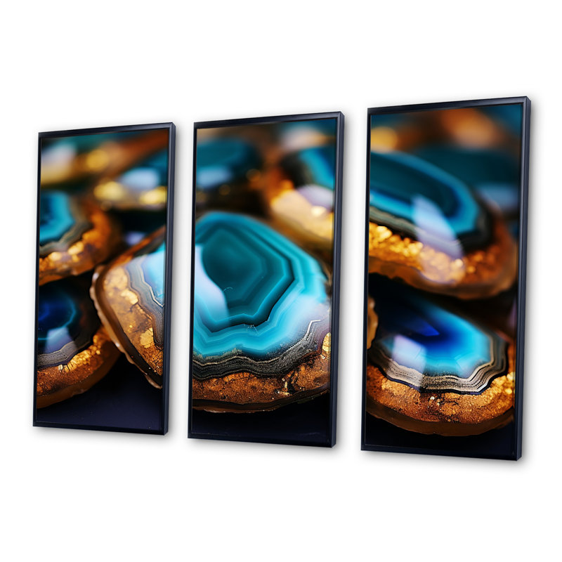 Ensemble de salon Golden Oasis Agate, Cadre flottant noir, H 32 po x l 48 po x P 1 po