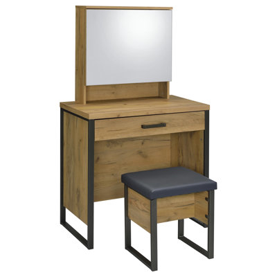 Ensemble coiffeuse avec miroir coulissant et tabouret Bettin