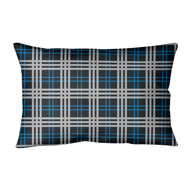 Housse de coussin rectangulaire d’extérieur Carolina football/insert, Noir / bleu Carolina / argent