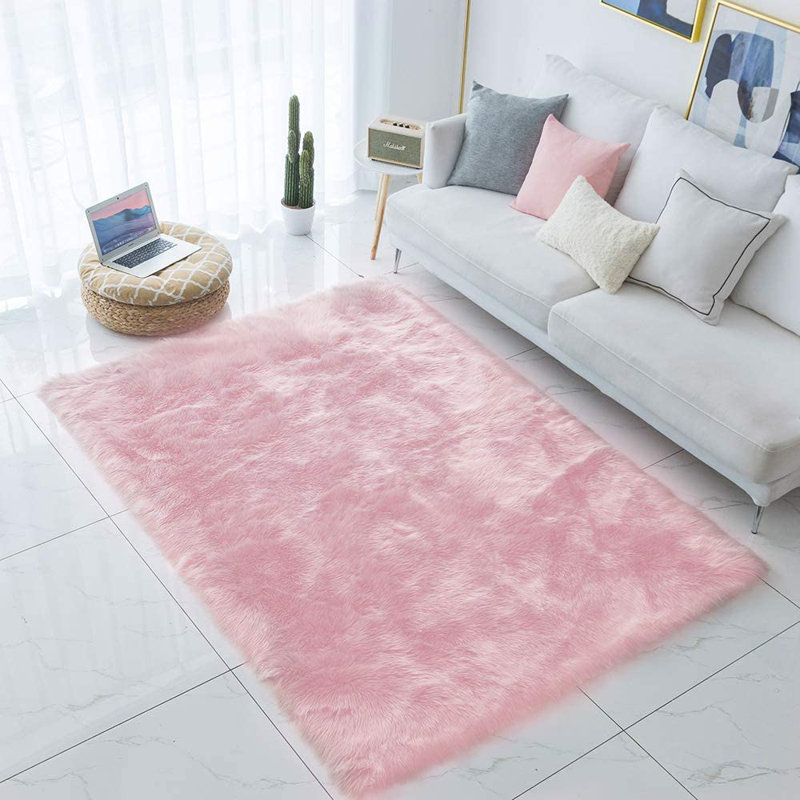 Tapis rose à motif animalier rectangulaire 5 pi x 7 pi