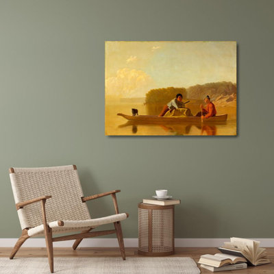 "The Trappers’ Return" by  George Caleb Bingham - Gallery Wrap Canvas Wall Art