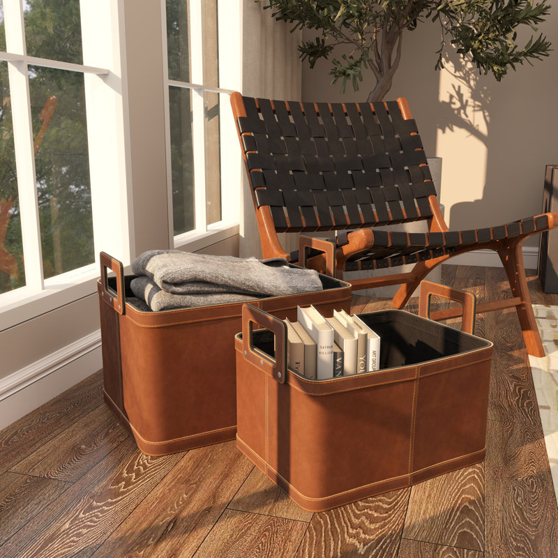 Handmade Leather Storage Baskets