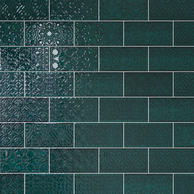 Carrelage mural en céramique polie 4,73 po x 9,45 po Zurbaran, Zafiro vert