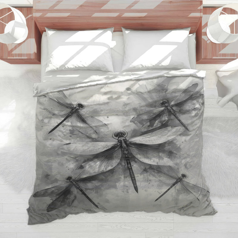 Black White Dragonflies Comforter, Twin Extra Long