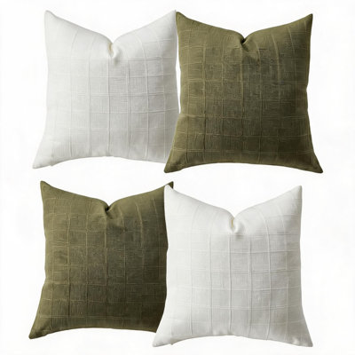 Coussins décoratifs en chenille souple 18 x 18 pouces, ensemble de 4 housses de coussins de style bohémien pour canapé-lit, 2 vertes
