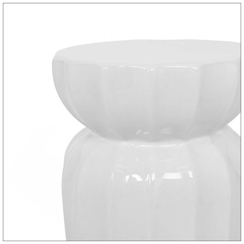 Tabouret de bar en céramique émaillée 13 po x 17 po - Table d'appoint intérieure / extérieure - Tabouret de jardin décoratif