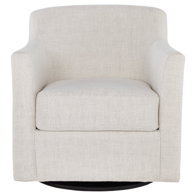 Bradney Upholstered Swivel Armchair, White Linen