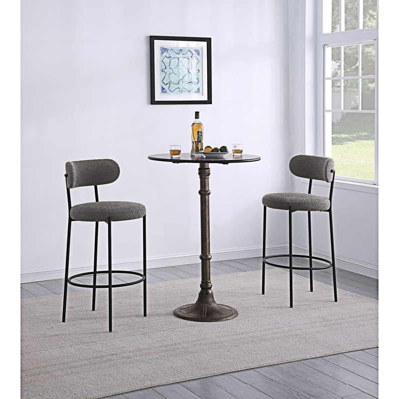 Chaise de bar rembourrée (ensemble de 2), Gris