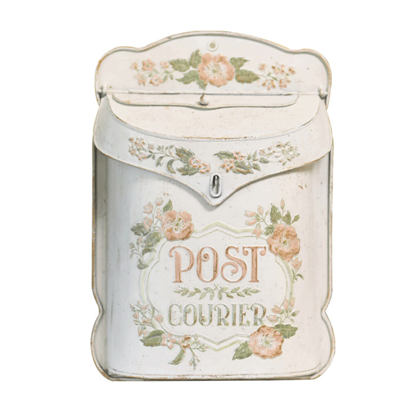 Metal Wall Mounted Post Box, Beige, 39.4cm H x 27.4cm W x 9.9cm D