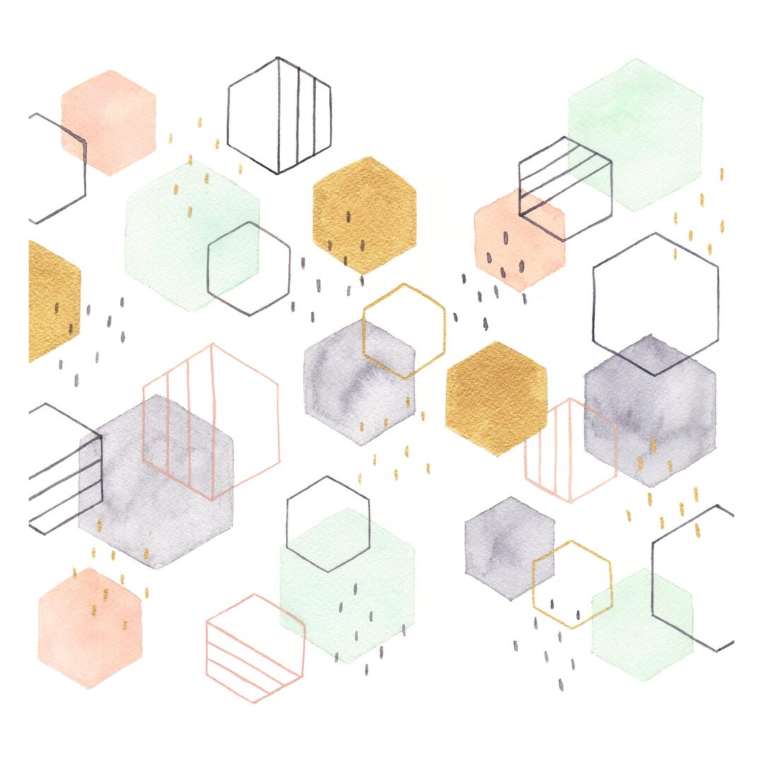 Strukturierte Tapete Hexagonal Scattering I 2,88 m x 288 cm