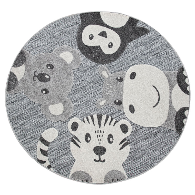 Opas Round Flatweave Polypropylene Rug, Round 3'11"