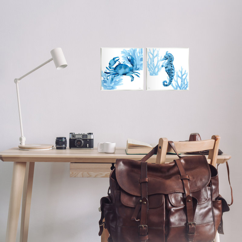«Crab & Seahorse Abstractions», ensemble de 2 plaques murales, design par Cat Thurman Designs