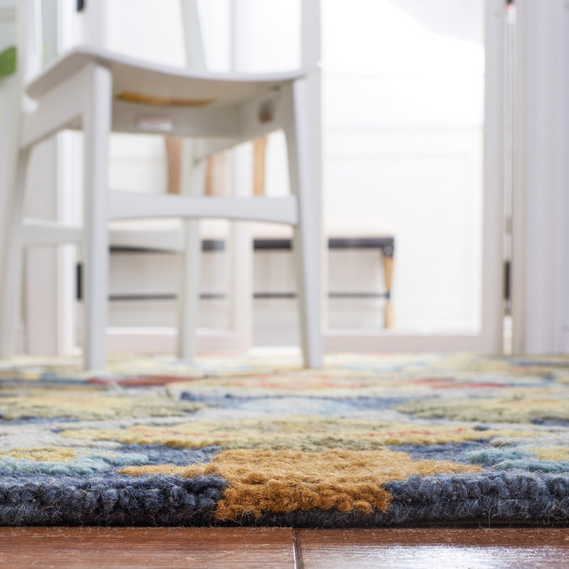 Tansy Hand Tufted Wool Rug, Blue/Brown, Rectangle 61 x 91 cm