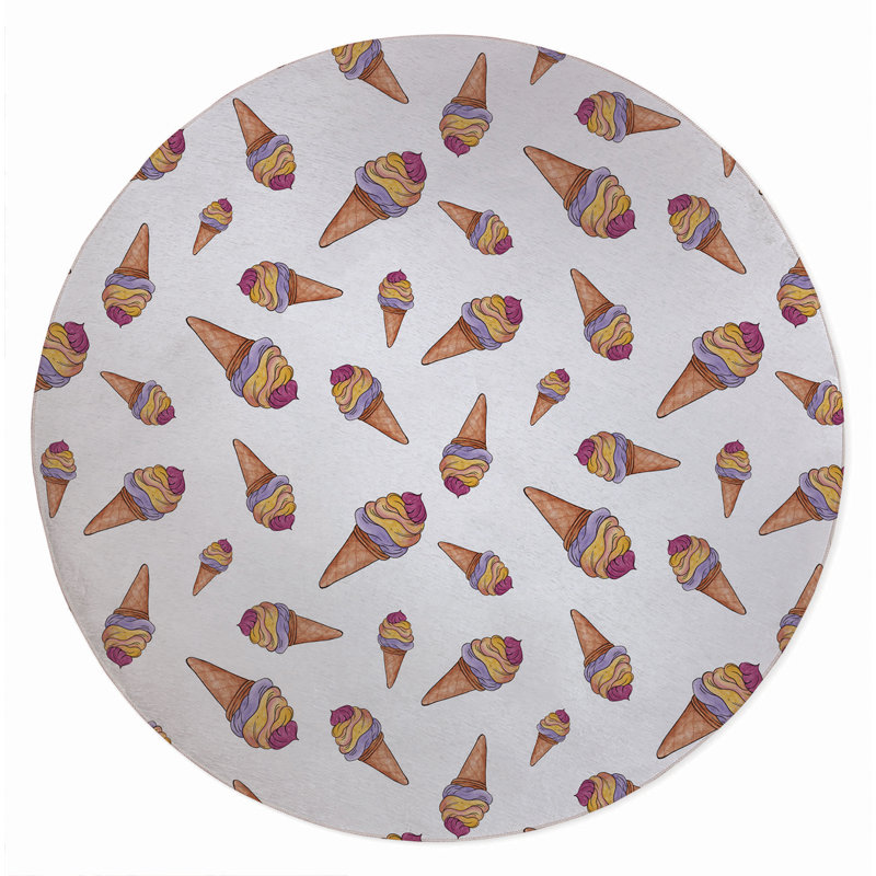 Summer Ice Cream Outdoor Rug, Round 5'