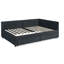 Pleine grandeur, velours, cadre de lit, design, deux tiroirs de rangement, corps de lit confortable et ajustable, lit de jour rembourré noir avec décoration de chambre à coucher et moderne pour une utilisation