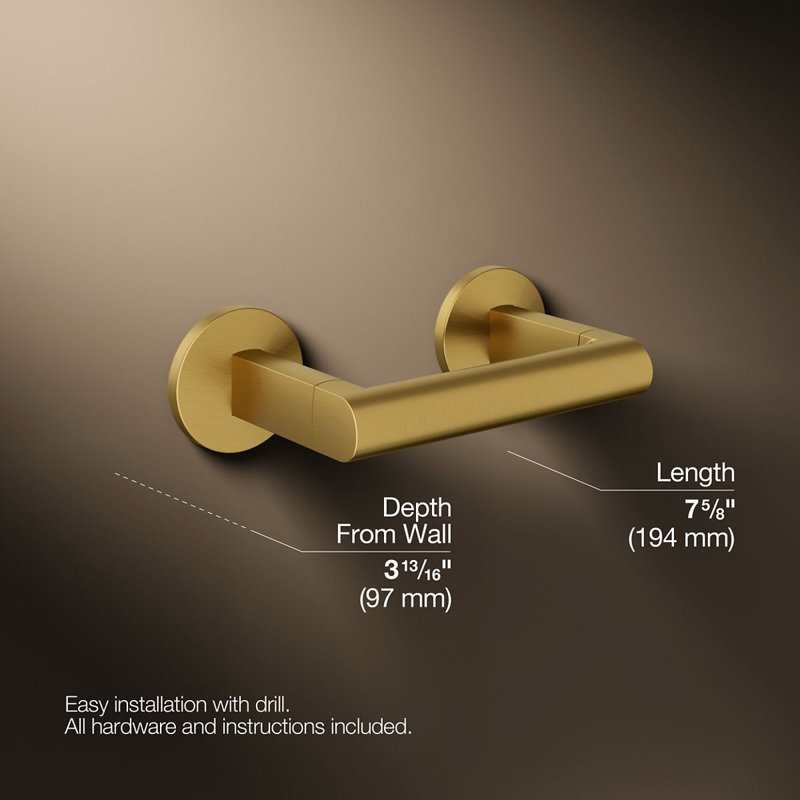 Components™ Pivoting Toilet Tissue Holder, Vibrant Brushed Moderne Brass
