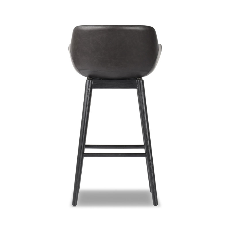 Hannah Swivel Stool, Bar Stool (30.5" Seat Height), Sonoma Black/Genuine Leather, Stained Black Ash