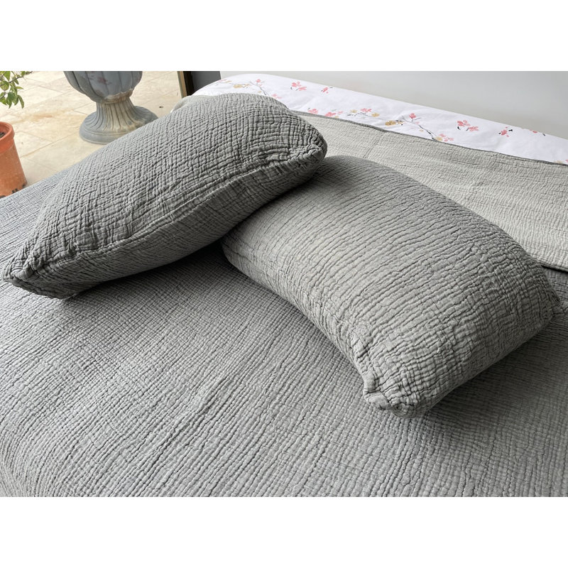 Muslin Shams Cotton Sham Set, Standard/Twin, Anthracite