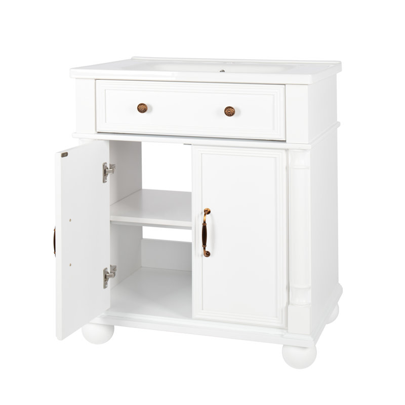 Meuble-lavabo rétro 28 "avec lavabo, Blanc