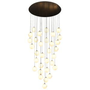 Kendred Dimmable LED Sphere. Teardrop Chandelier