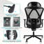 Chaise de bureau en filet, chaises de bureau ergonomiques avec roulettes, support lombaire réglable, accoudoirs, chaise de bureau à haut dossier inclinable avec roulette silencieuse pour le bureau, la maison, les jeux