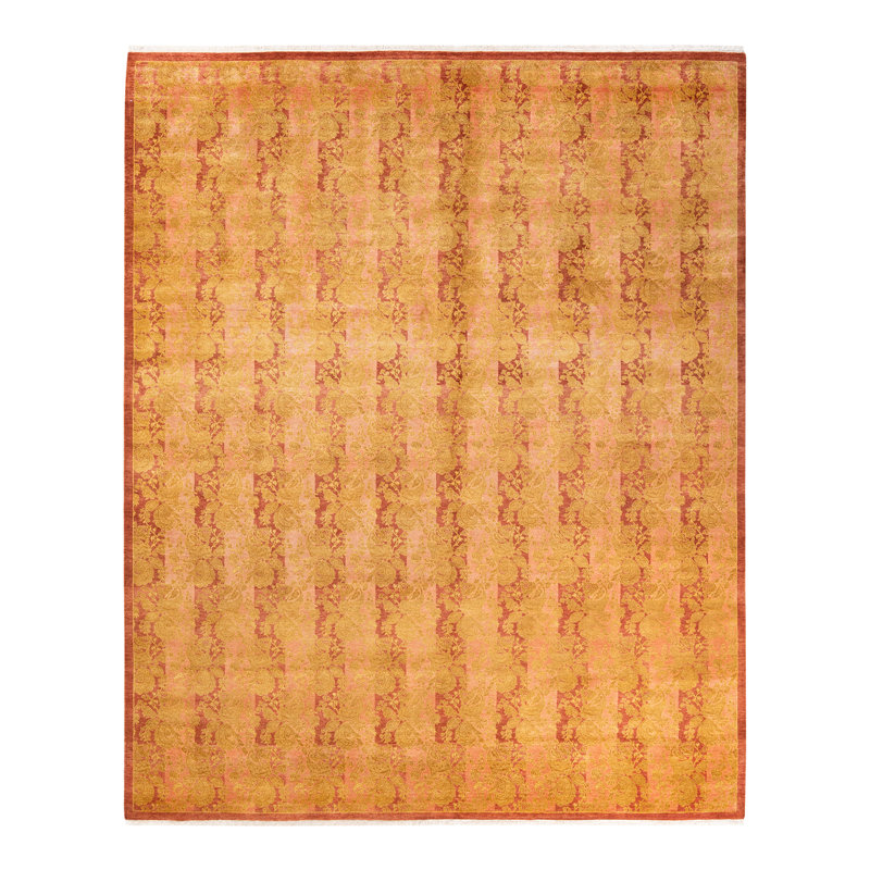 Tapis unique noué à la main rose de 8 pi 3 po x 10 pi 3 po Keenan