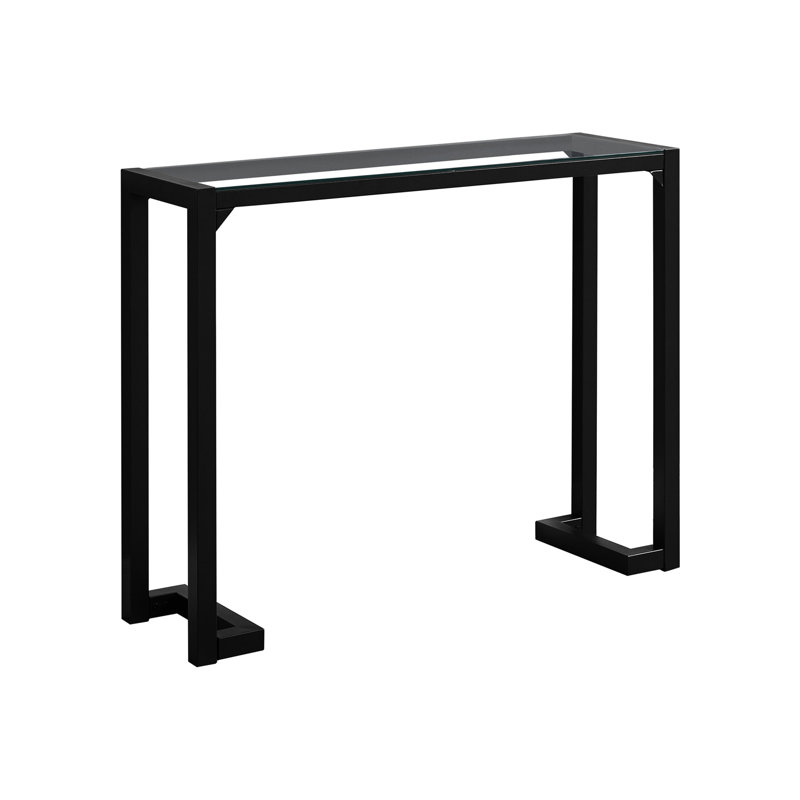 Vitrine décorative d'entrée avec tiroir - verre trempé sur base en métal noir, unité de salon et verre pratiques, rangement