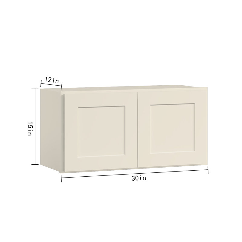 Meuble mural standard HOMEIBRO Cozy Design, 30 cm (L) x 12 cm (P) x 15 cm (H), en contreplaqué, style Shaker, blanc antique.