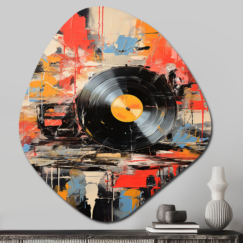 Ramsey - Unique Shape Vinyle disques, art mural, reproduction de sculpture murale asymétrique en métal, H 28 po x l 25 po