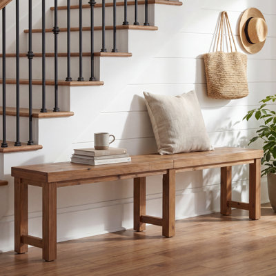70.87 in Brown Solid Wood Entryway Bench
