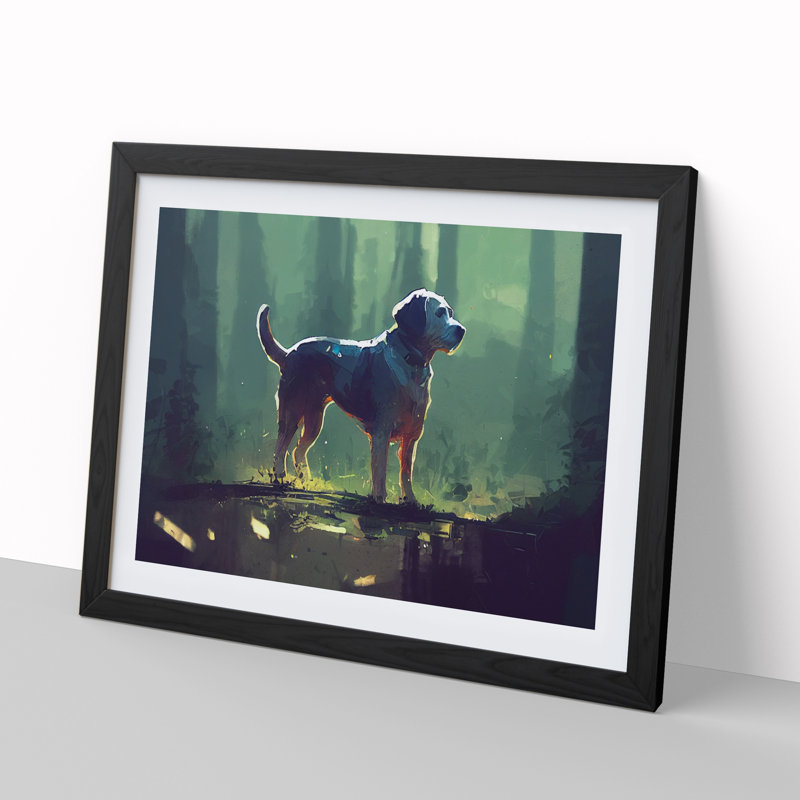 Dog Vol.2 Abstract - Single Picture Frame Painting, 46cm H x 64cm W x 2cm D, Black