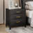 Modern Black 3-Drawer Nightstand with Textured Front-1442682403