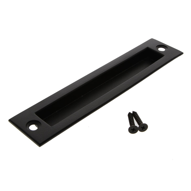Black Iron Contemporary Barn Door Flush Pull Handle