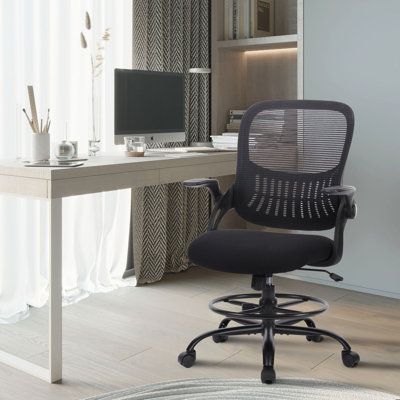 Ergonomic Mesh Drafting Chair Tall Office Chair With Adjustable Footrest Ring