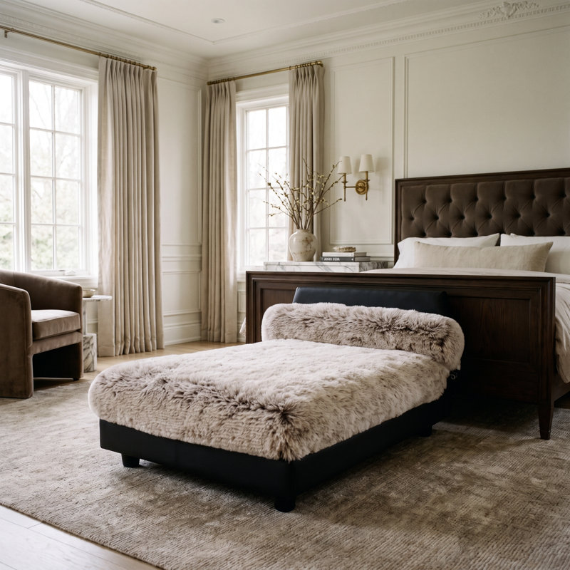 Lit orthopédique pour animaux Mid-Century, Grand (H 18 po x l 24 po x P 36 po), Brun