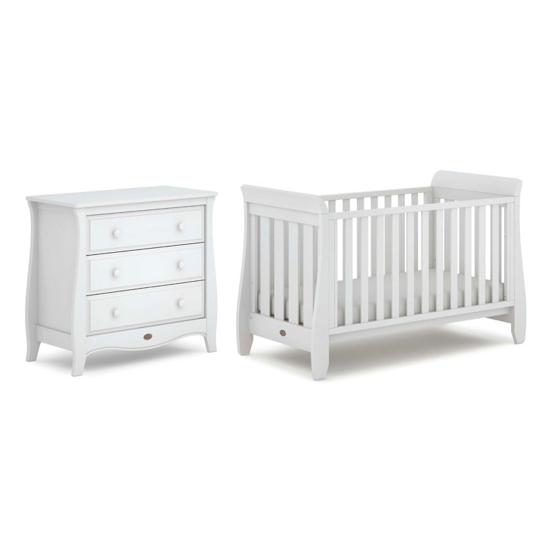Sleigh Urbane Cot Bed 2-Piece Nursery Furniture Set, White
