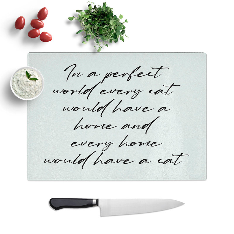 Cat Typography Chopping Board, 0.4cm H x 28.5cm W x 39cm L