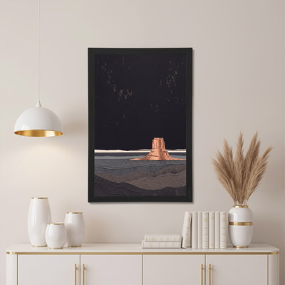Stylized Copper Mesa And Starry Night Sky Cross Section Canvas Wall Art