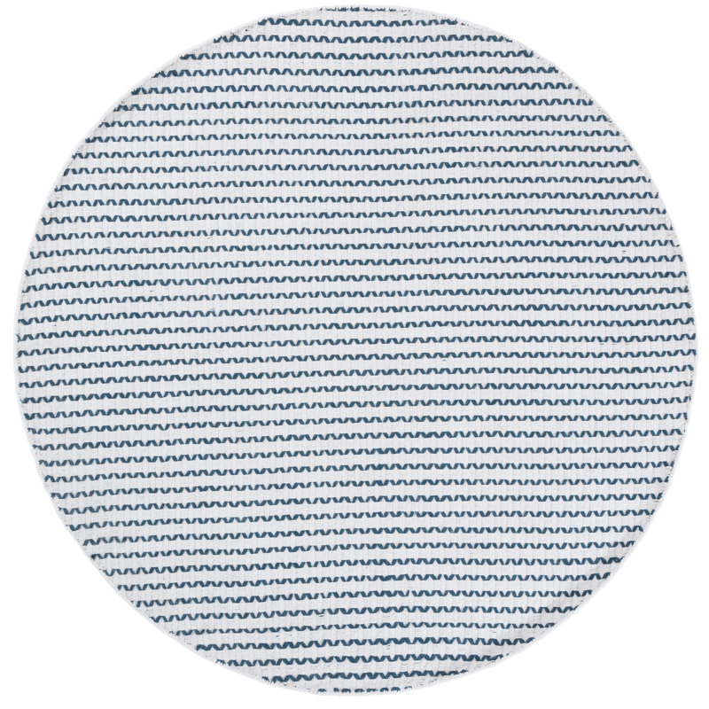 Cape Cod 451 Hand Woven Cotton Pile Chevron / Zig Zag Rug, Round 6'