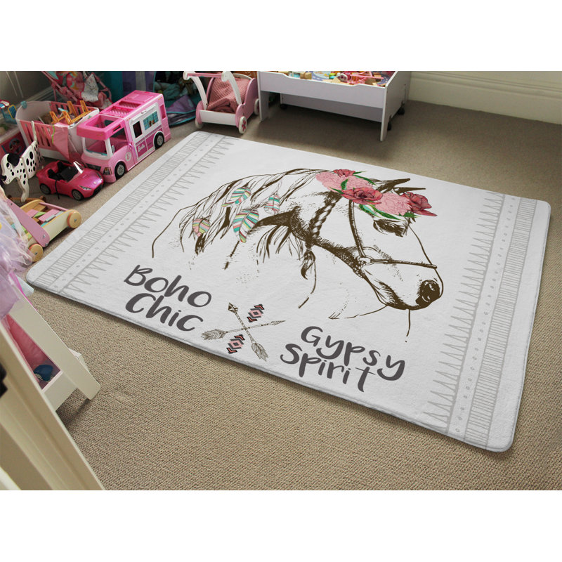 Dodson Floral Shag Area Rug, Rectangle 60 x 110cm