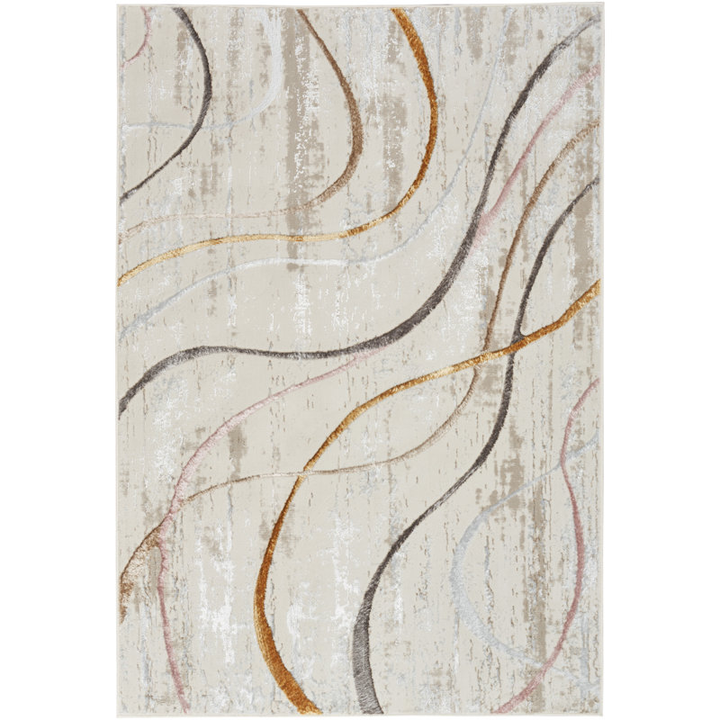Tapis ivoire / multicolore Glitz, Rectangle 5 pi 3 po x 7 pi 3 po