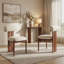 Mid-Century Modern Wooden Dining Chairs, Upholstered Fabric with Sculptural Backrest & Solid Wood Legs-386069485-386069491